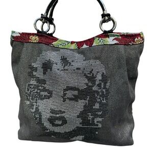 Tapestry Tote Bag Marilyn Monroe Poinsettia Floral Novelty Shoulder Purse Large‎